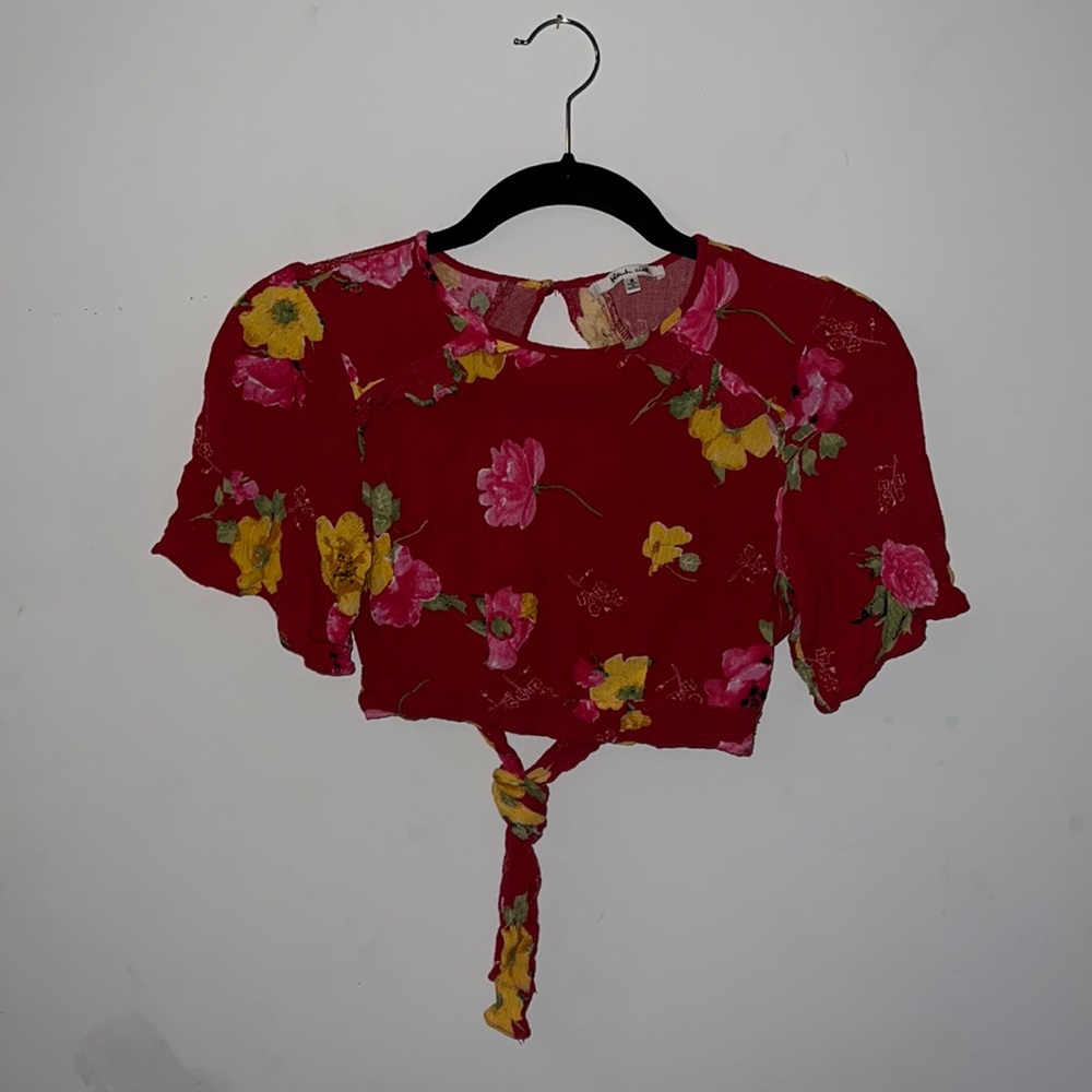 Bleuh Ciel red floral crop top